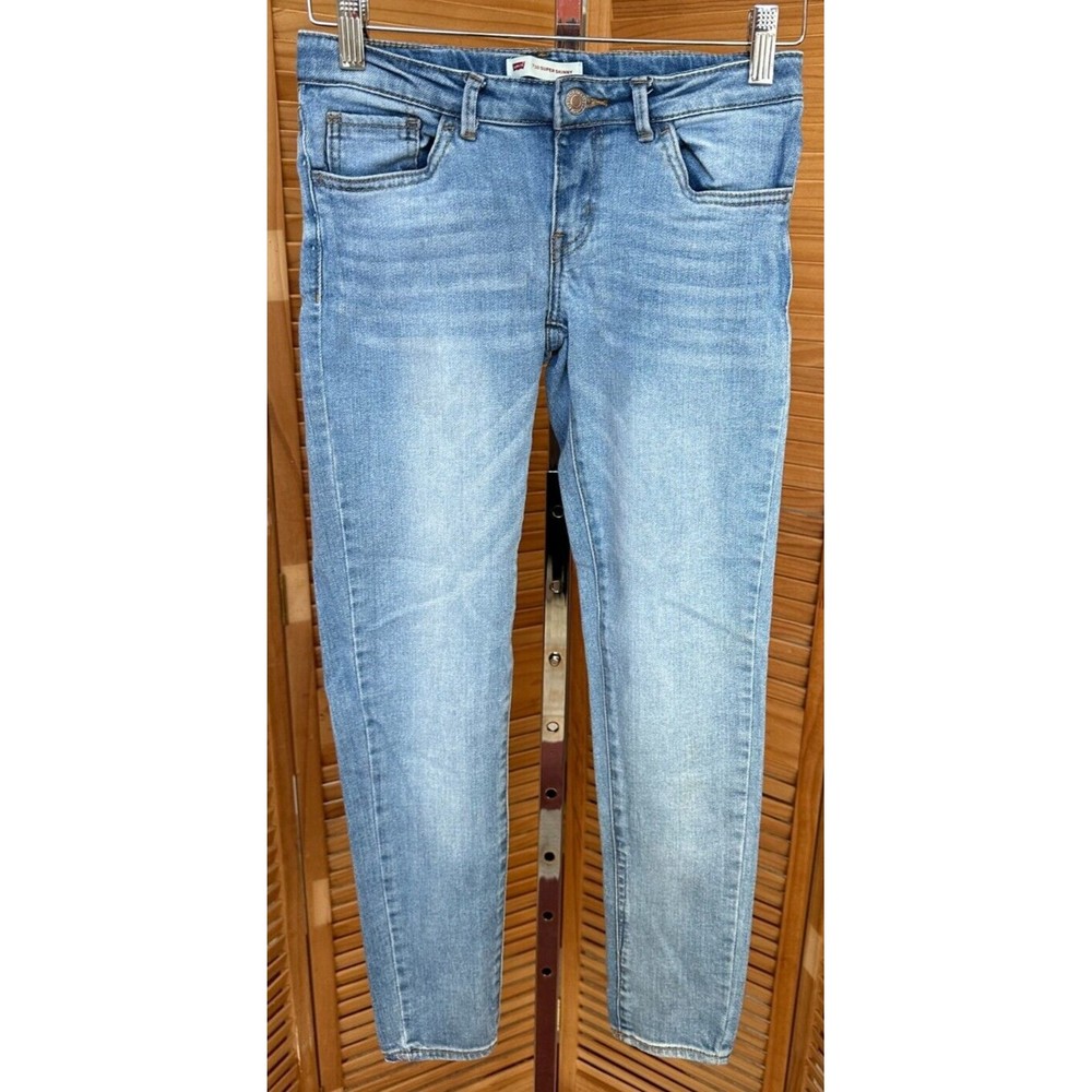 Levi's 710 Super Skinny Girls Adjustable Waist Denim Blue Jeans Size 12 R